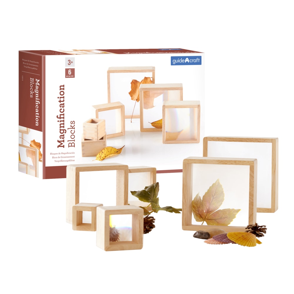 Guidecraft USA Magnification Blocks, Natural, Set Of 6 Blocks