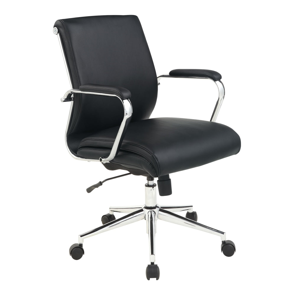 Office Star Dillon Ergonomic Fabric Mid-Back Manager's Chair, Black/Chrome