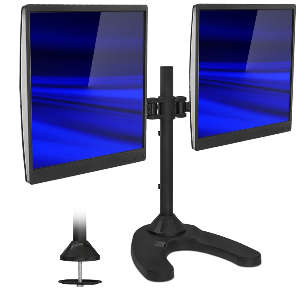 Mount-It! Dual LCD Mount Stand For 13 - 27in Monitors, 19inH x 35-1/2inW x 5inD, Black