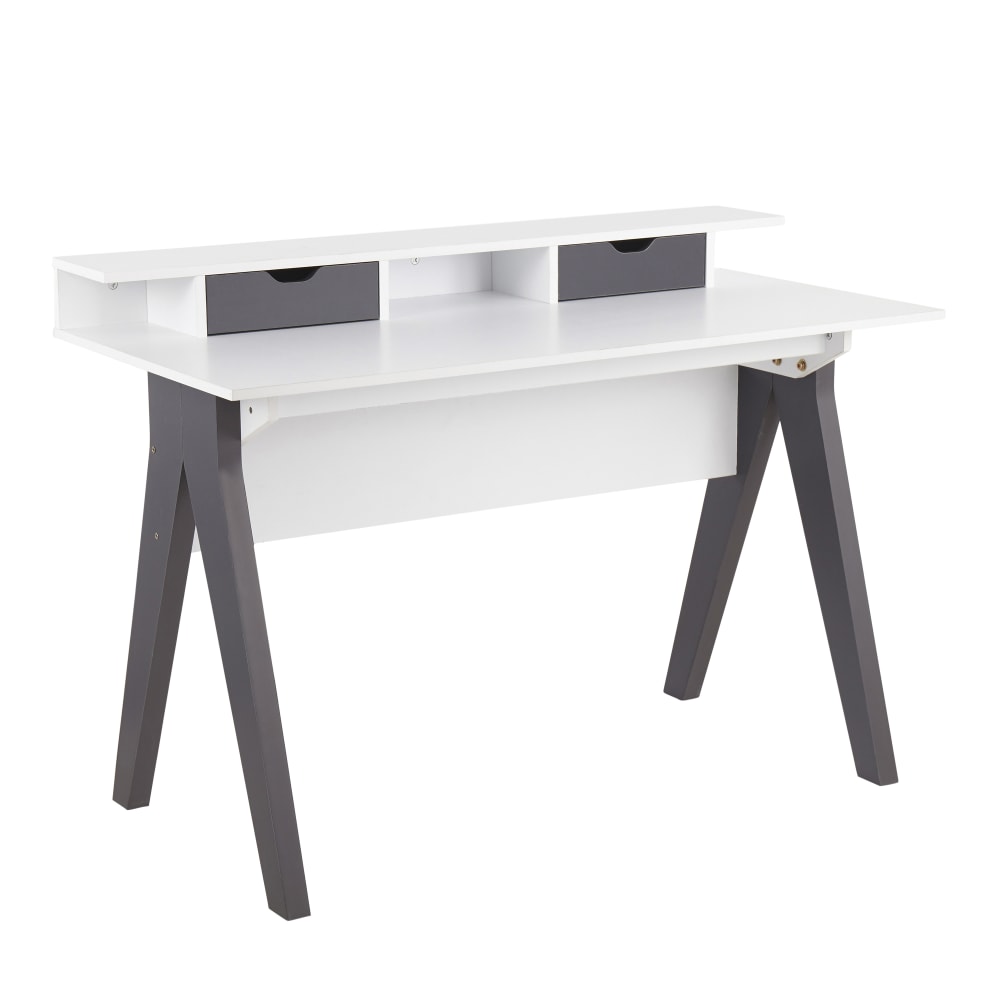 LumiSource Wishbone 48inW Computer Desk, Gray/White