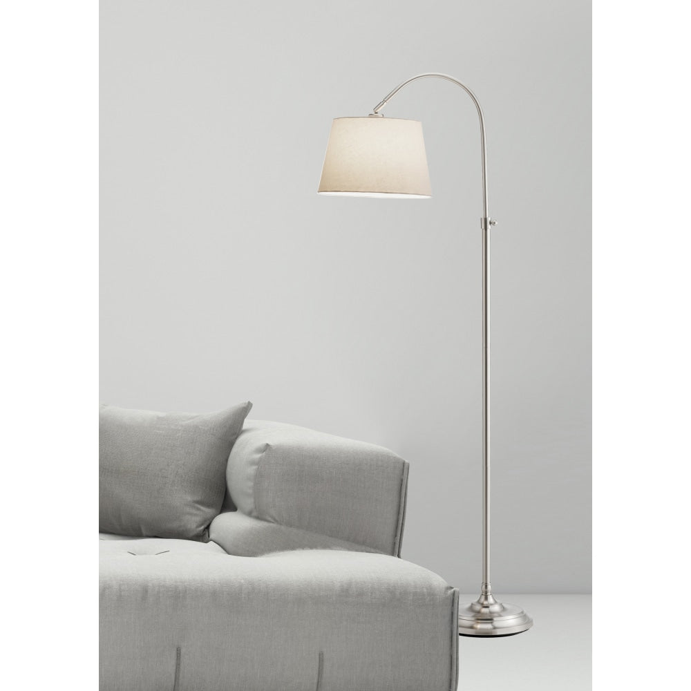 Adesso Bonnet Floor Lamp, 62inH, Satin Steel/White