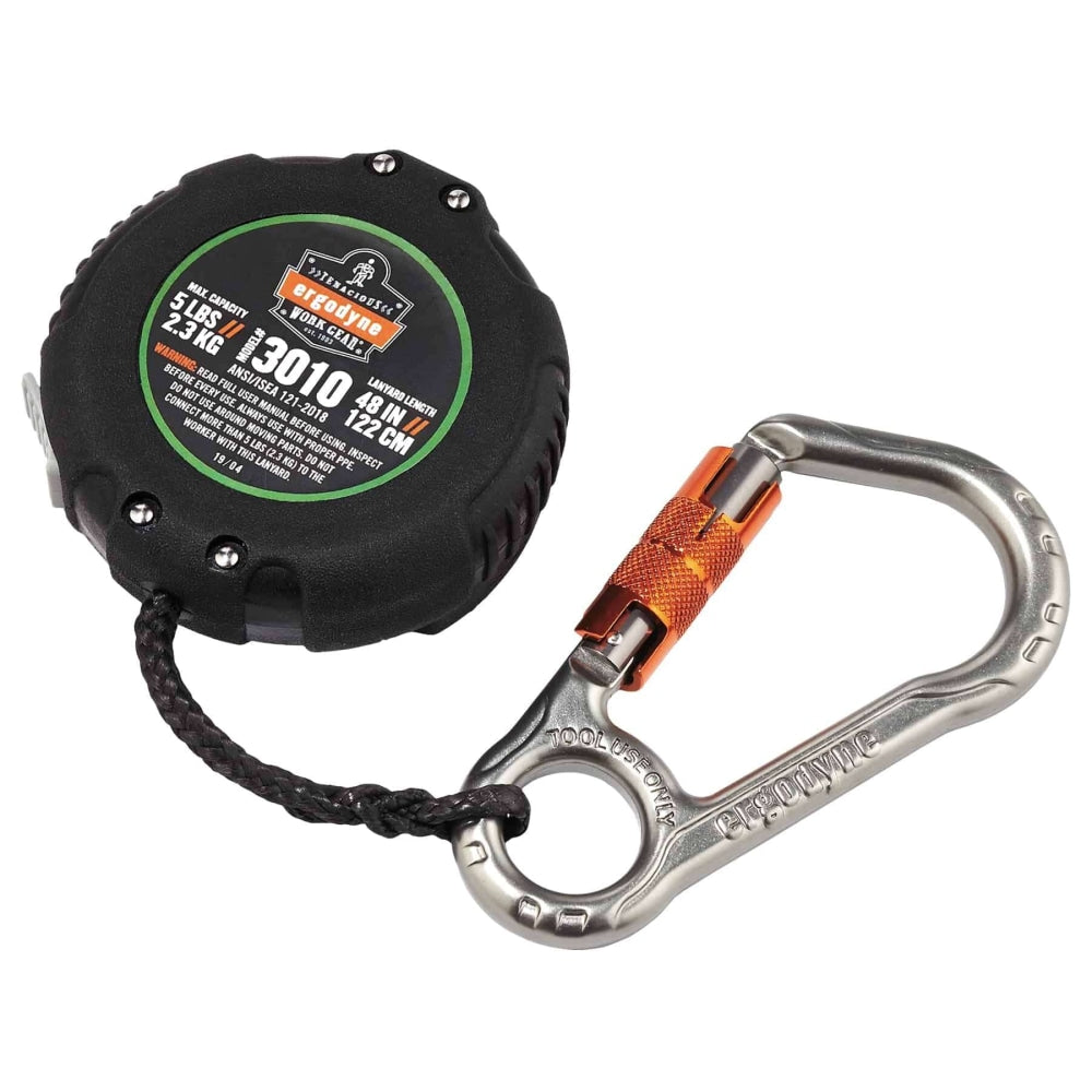 Ergodyne Squids 3010 Retractable Tool Lanyard With Belt Loop Clip, 48in, Black