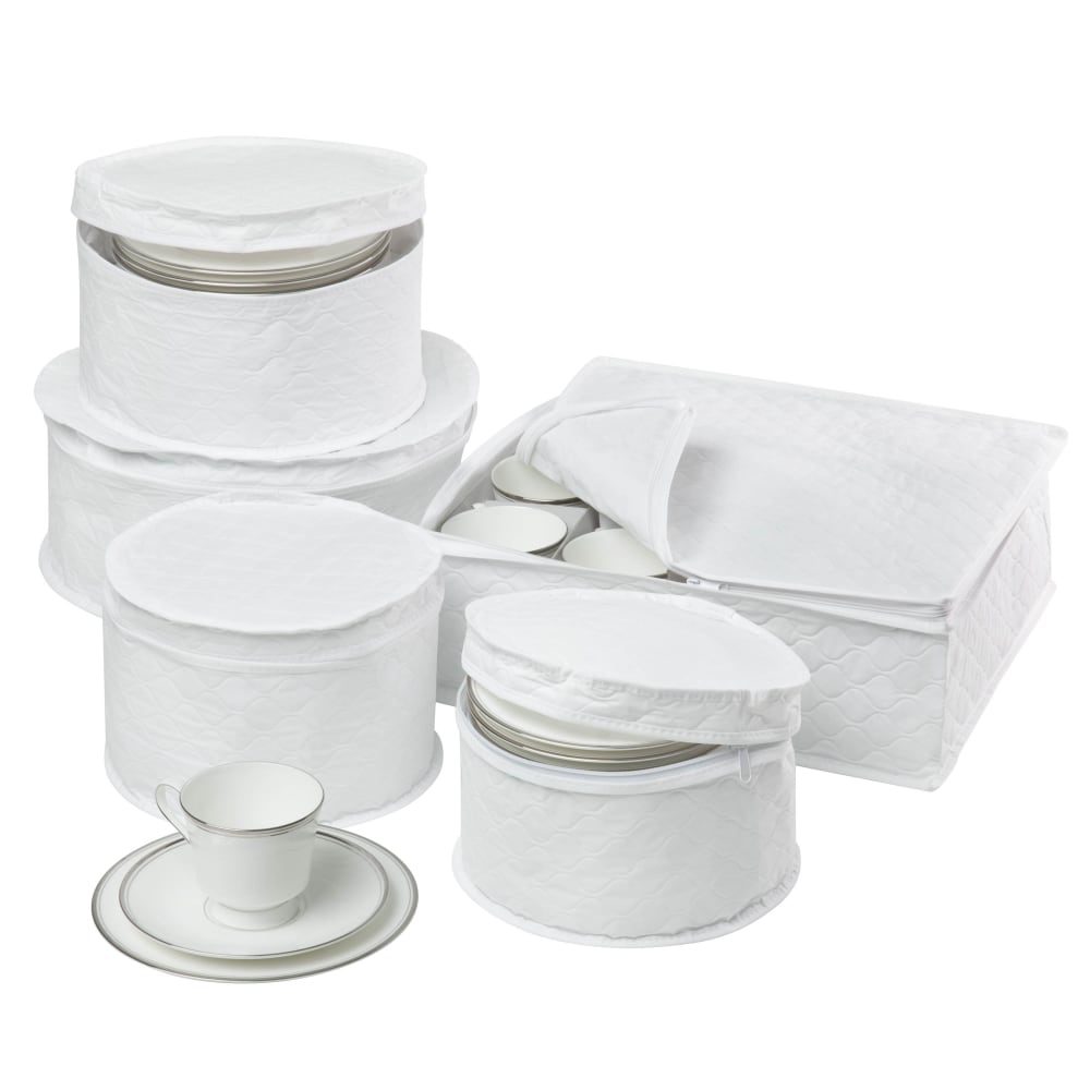 Honey-Can-Do 5-Piece Dinnerware Storage Set, Small Size, White