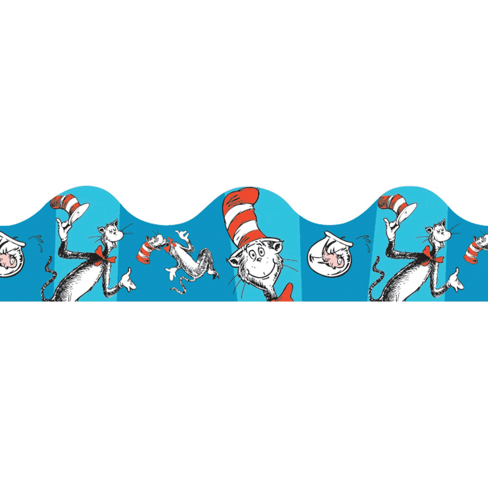 Eureka School Deco Trim, Cat in the Hat Blue, 37ft Per Pack, Set Of 6 Packs