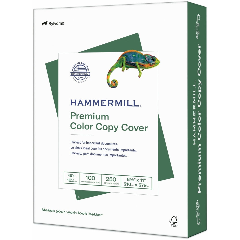 Hammermill Color Card Stock, White, Letter (8.5in x 11in), 60 Lb, Pack Of 250