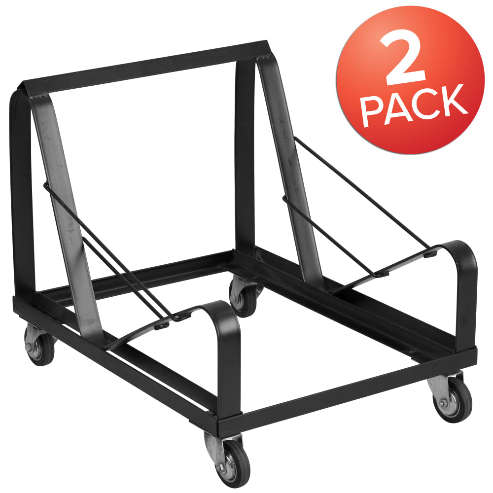 Flash Furniture HERCULES Steel Dollies For Sled-Base Stack Chairs, Black, Pack Of 2 Dollies