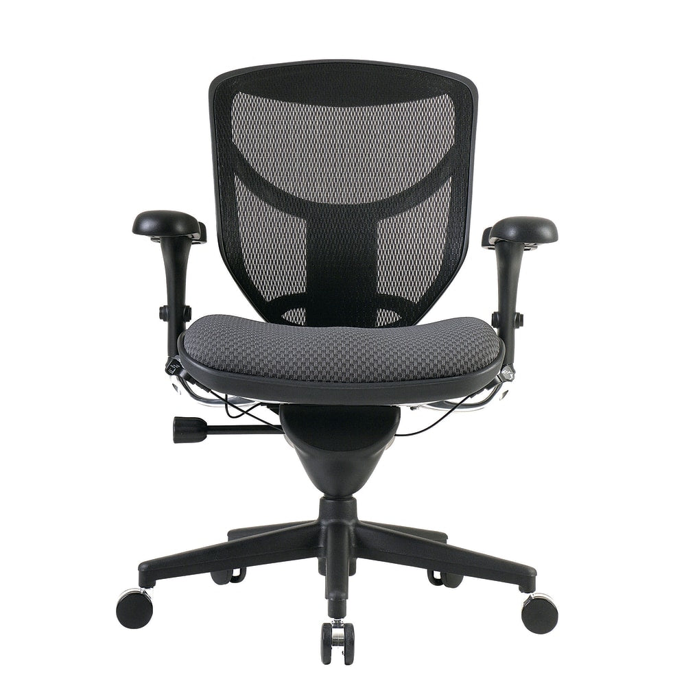 WorkPro Quantum 9000 Series Ergonomic Mesh/Premium Fabric Mid-Back Chair, Black/Gray, BIFMA Compliant