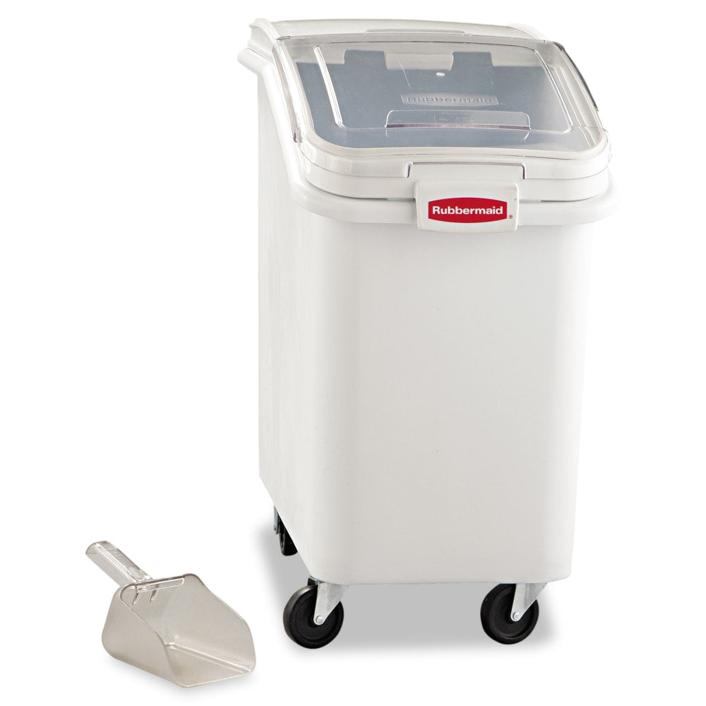 Rubbermaid Commercial ProSave Mobile Ingredient Bin, 104.72 Quarts, 28inH x 15 1/2inW x 29 1/2inD, White/Clear