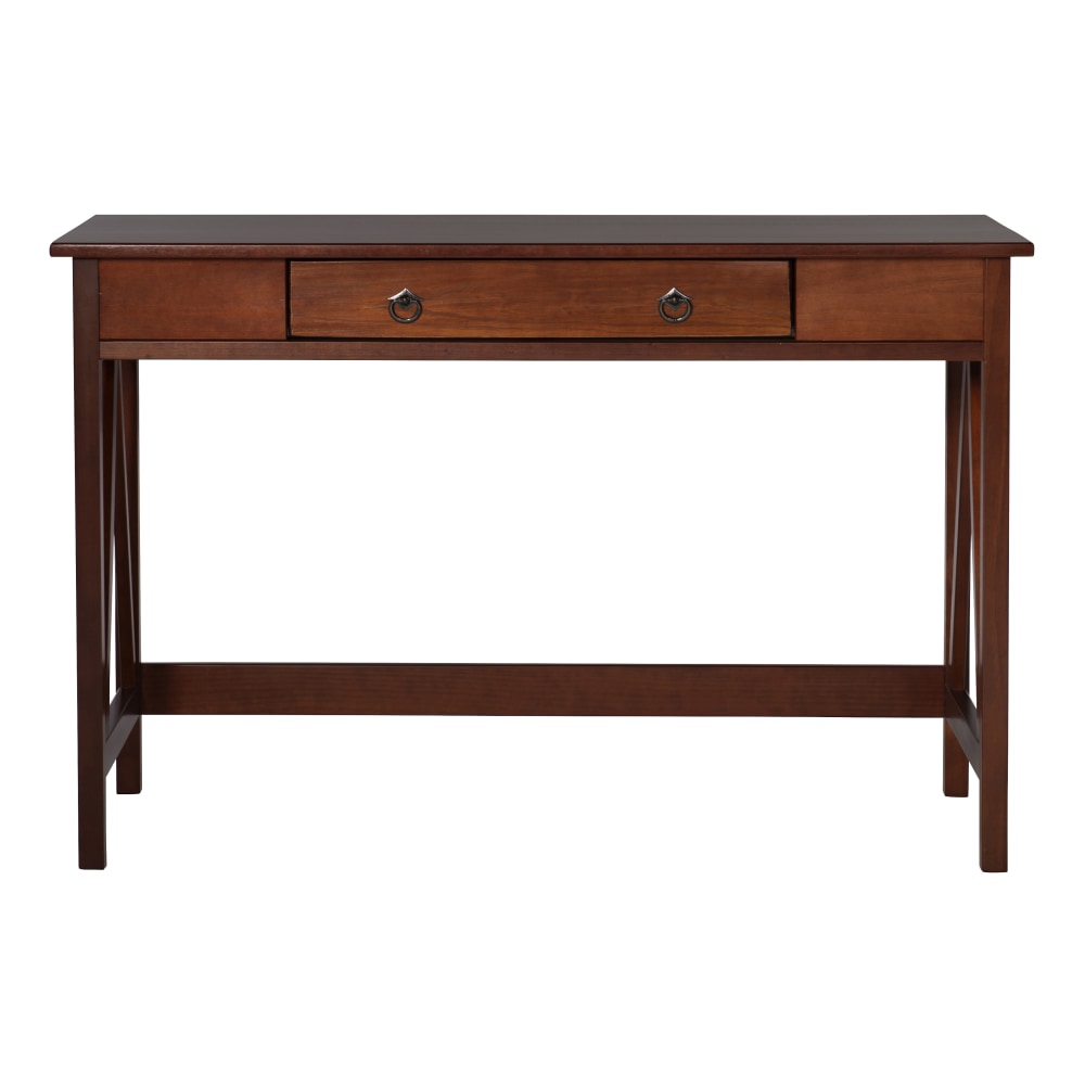 Linon Rockport 46inW Home Office Writing Desk, Antique Tobacco