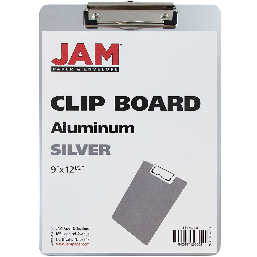 JAM Paper Aluminum Clipboard, 9in x 12-1/2in, Silver