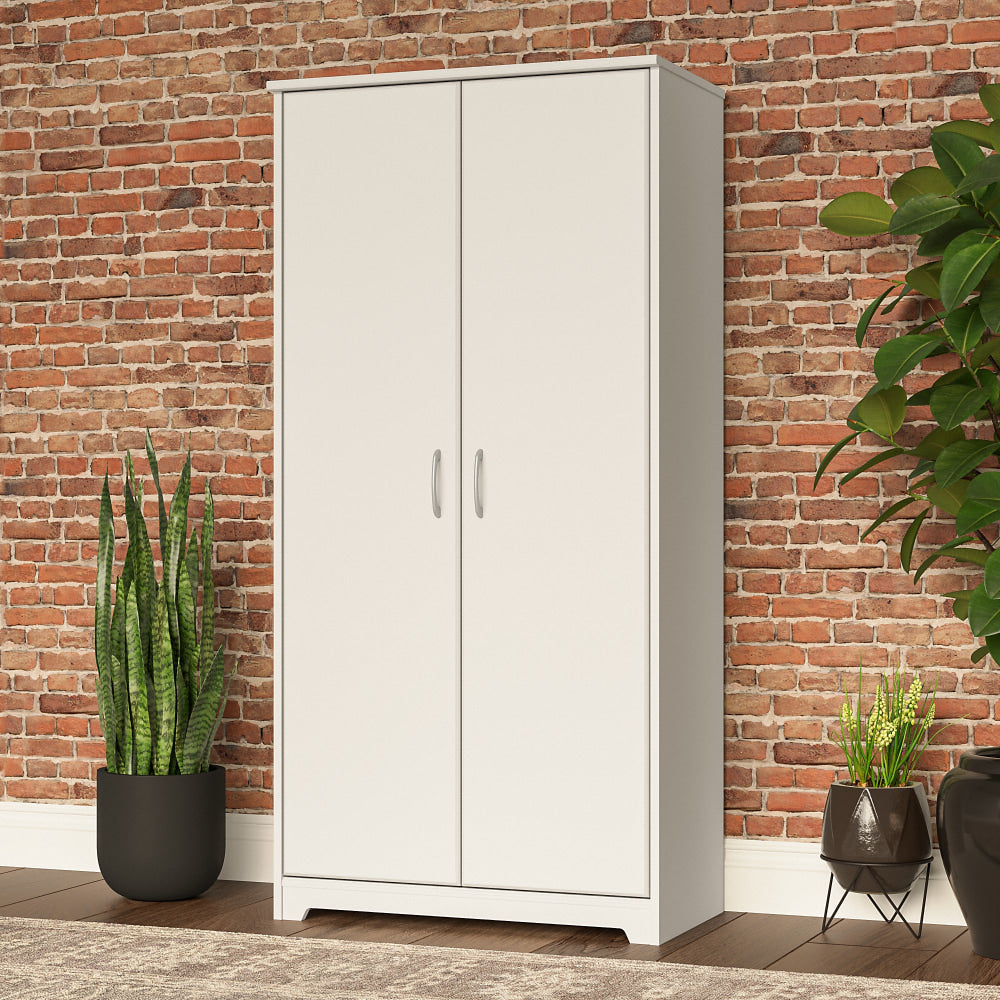 Bush Furniture Cabot Tall 30inW Storage Cabinet With Doors, White, Standard Delivery