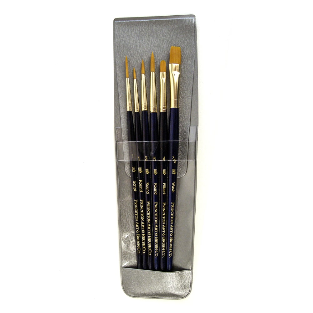 Princeton Real Value Paint Brush Set Series 9132, Assorted Sizes, Taklon, Blue, Set Of 6