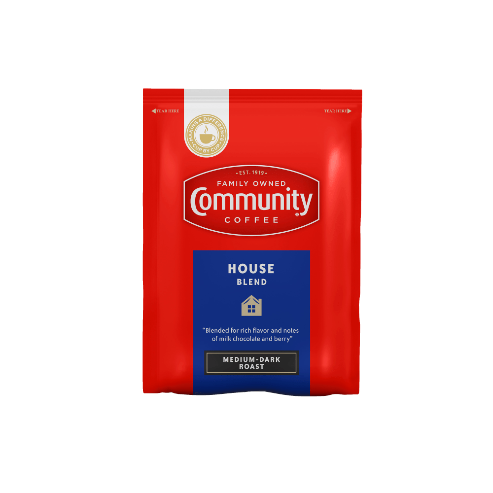 Community Coffee Arabica Single-Serve Coffee Packets, House Blend, Carton Of 20