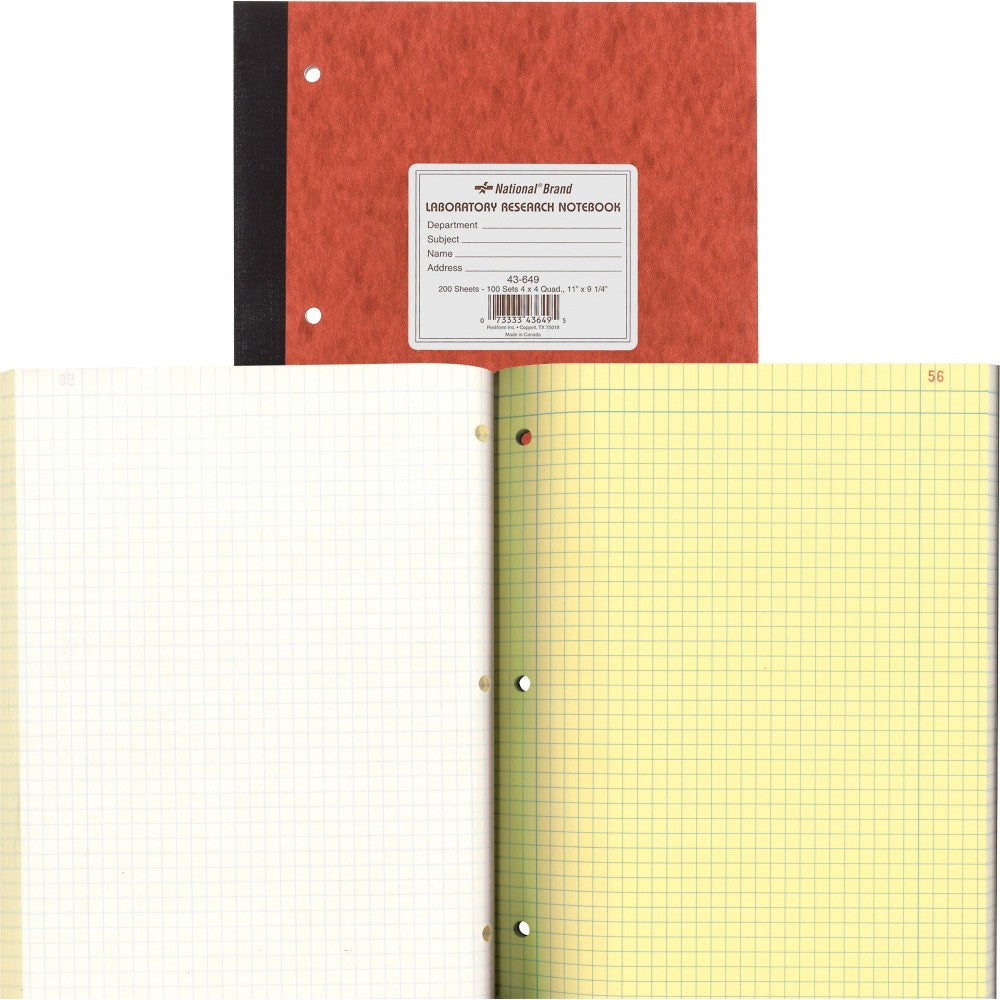 National Brand Laboratory Research Notebooks, 9 1/4in x 11in, Quadrille Ruled, 100 Sheets, Brown