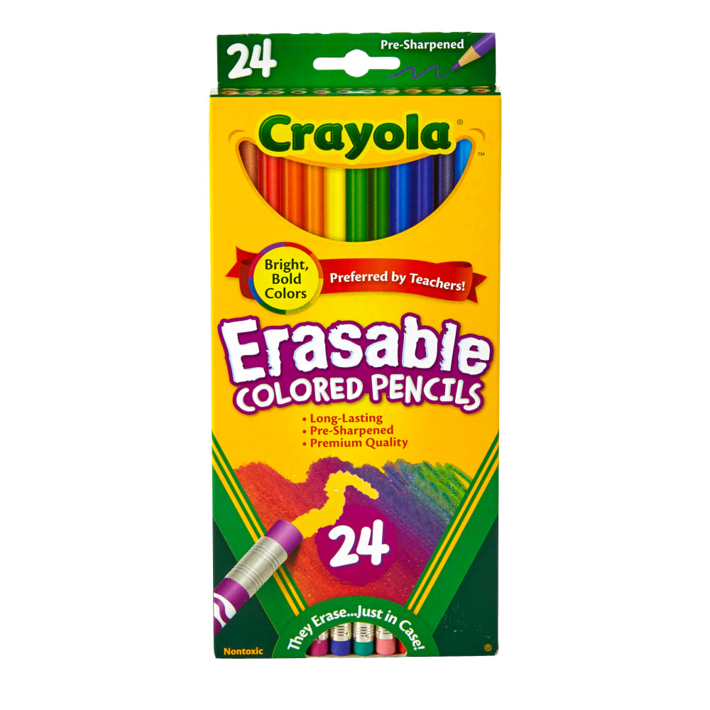 Crayola Erasable Colored Pencils, Assorted Colors, Pack Of 24 Colored Pencils