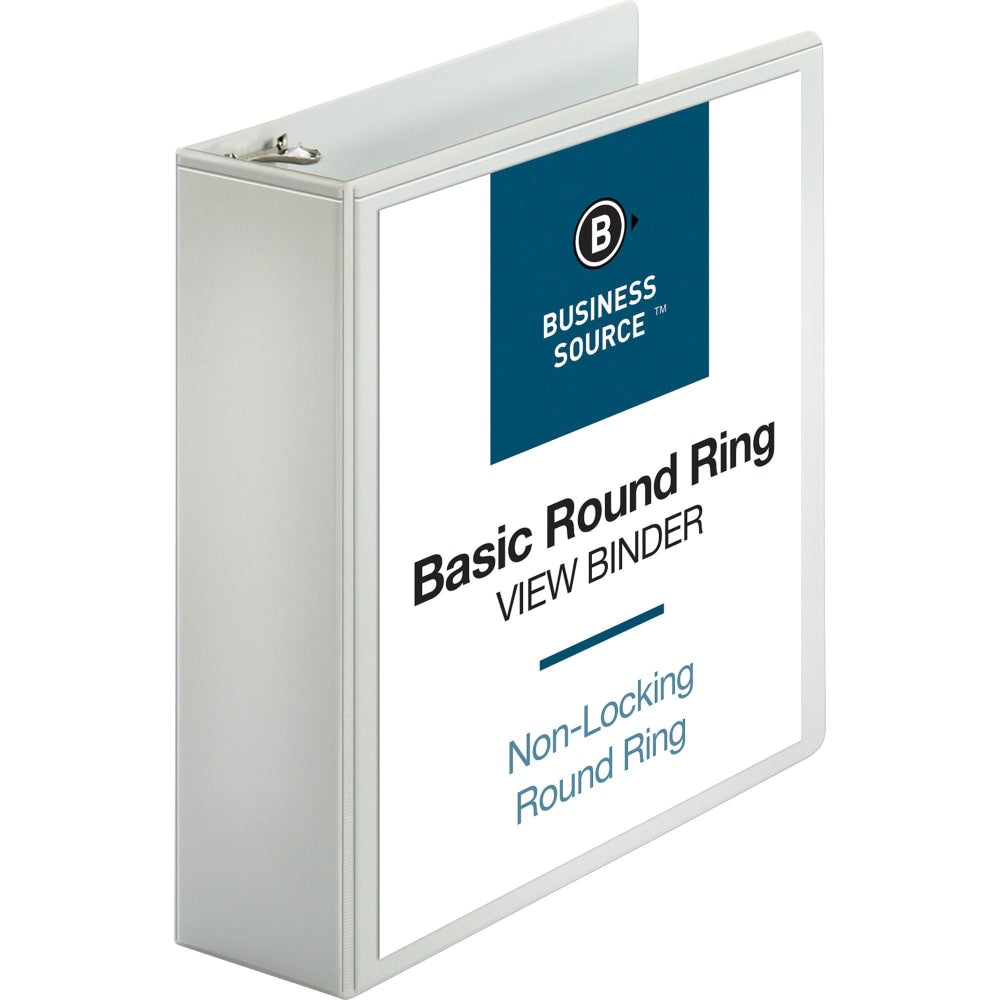 Business Source View 3-Ring Binder, 3in Round Rings, White