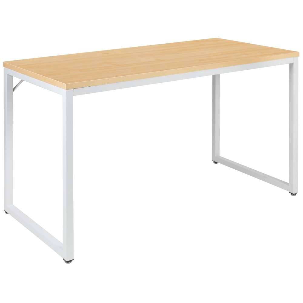 Flash Furniture 48inW Commercial-Grade Industrial Office Computer Desk, Maple/White