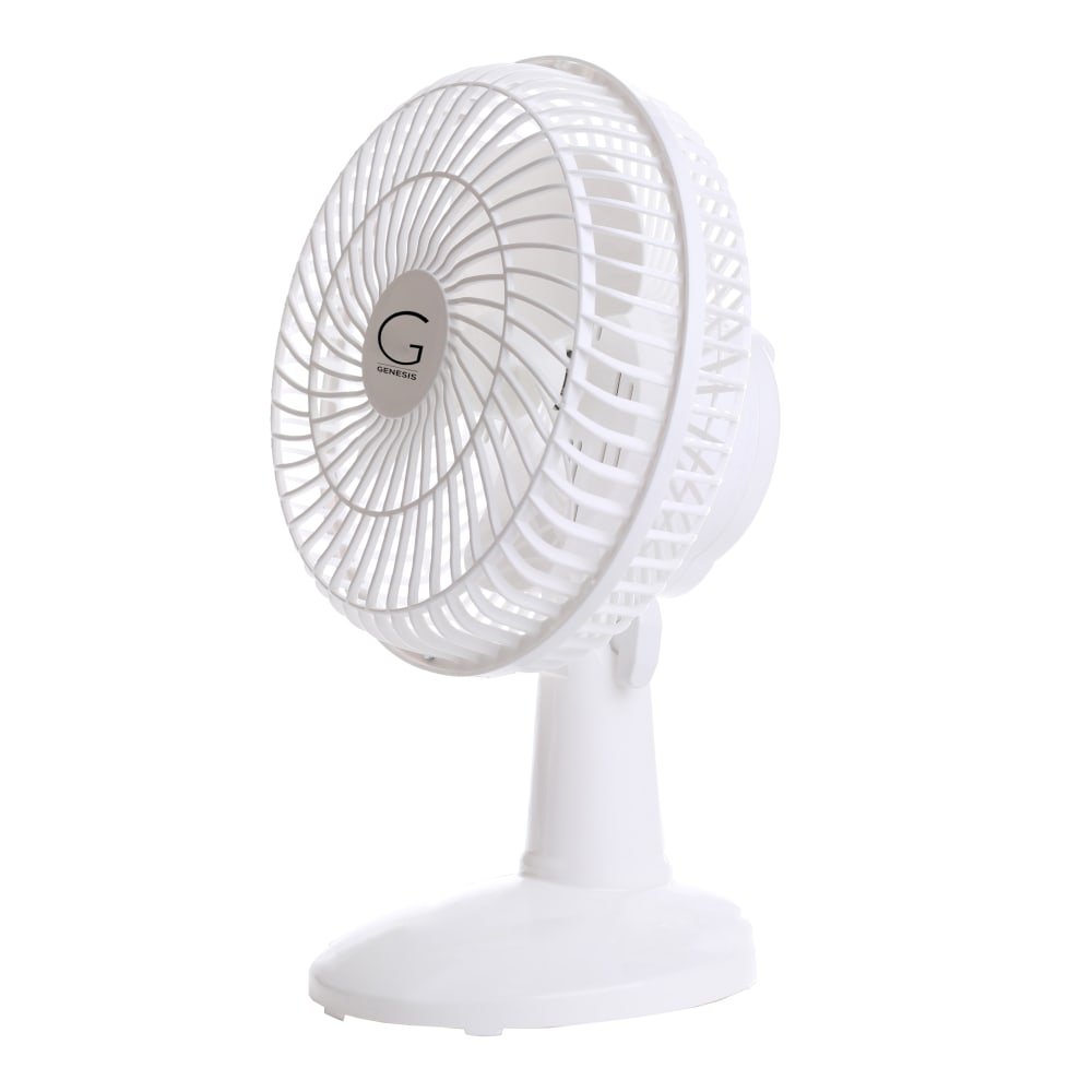 Genesis 6in Max Breeze Clip Fan With Tabletop Base, White