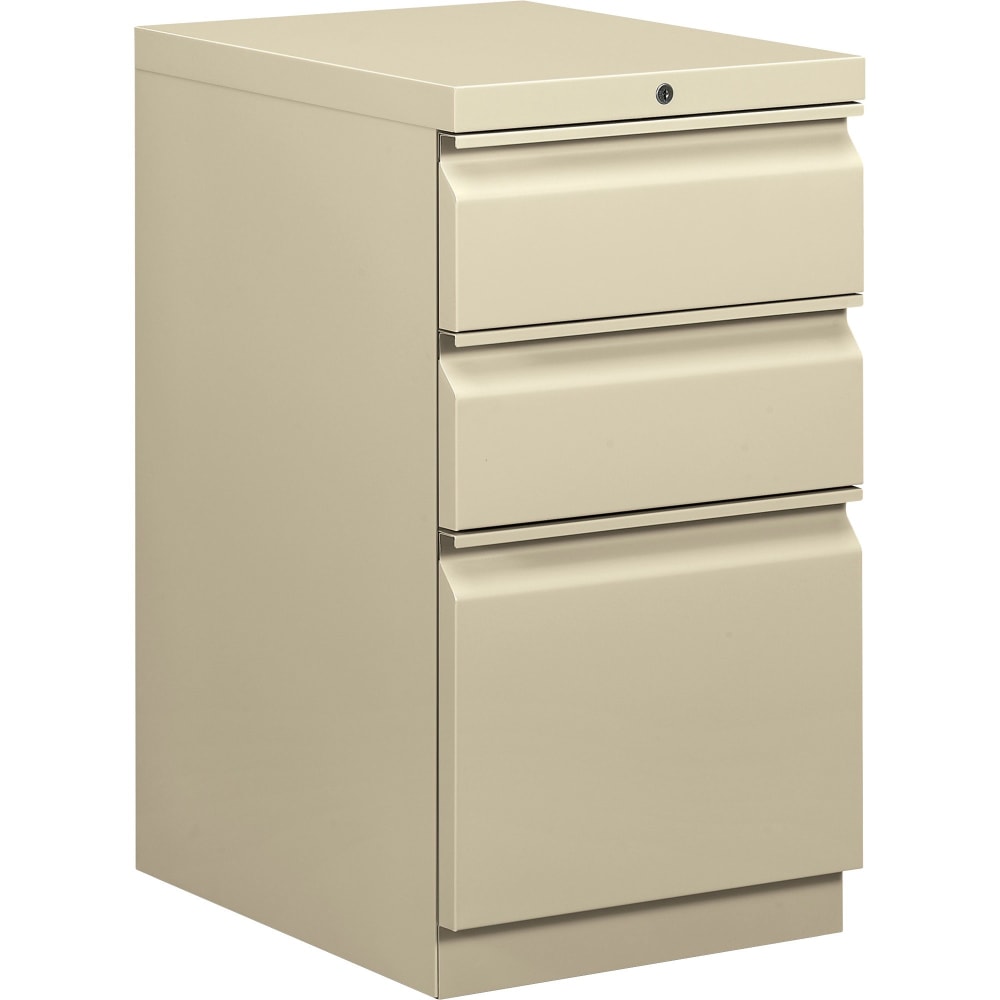 HON Efficiencies 19-7/8inD Vertical 3-Drawer Mobile Pedestal File Cabinet, Putty