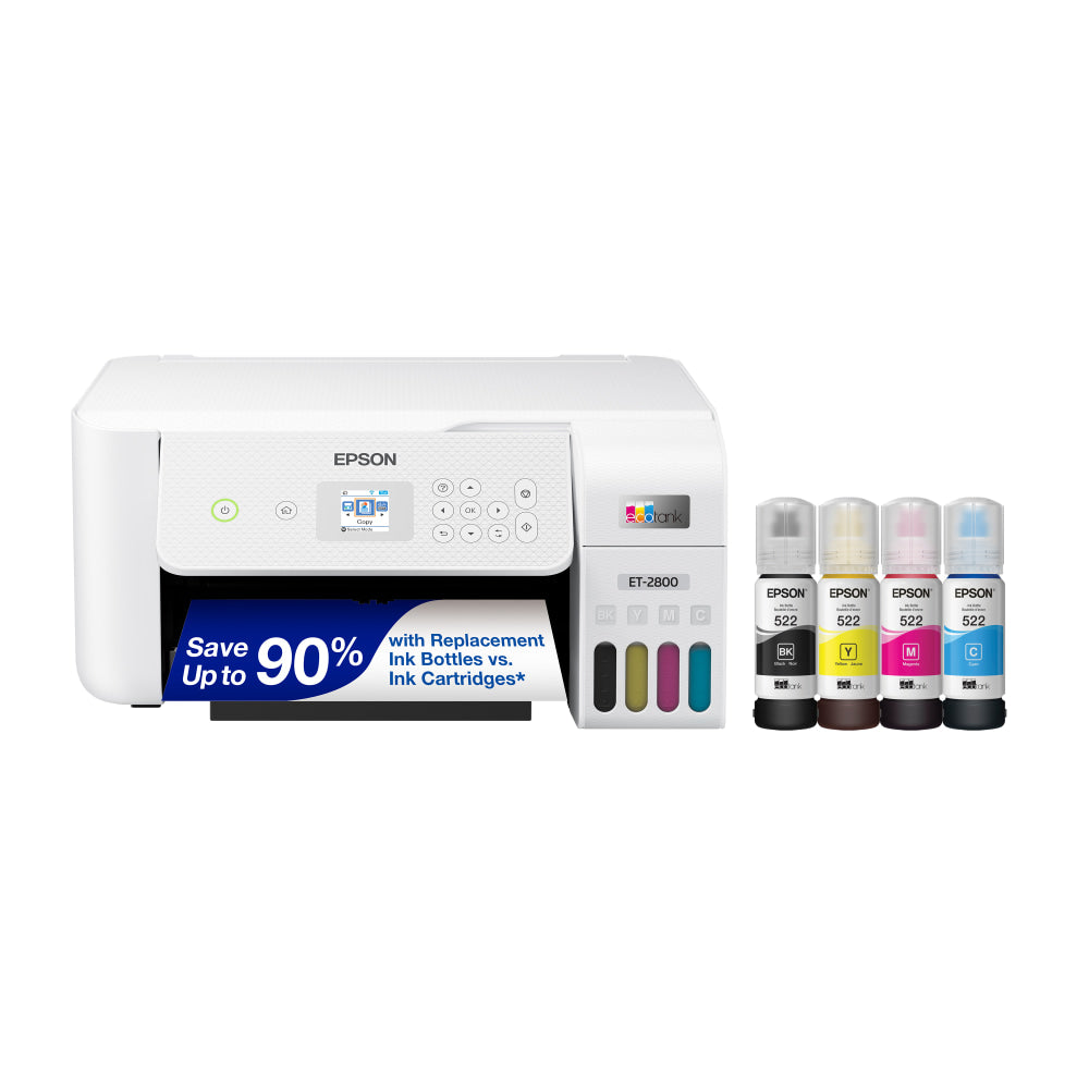 Epson EcoTank ET-2800 Wireless All-in-One Supertank Color Printer, White