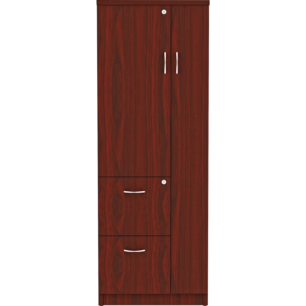 Lorell Essentials Tall Storage Cabinet, 2 Adjustable Shelves, Mahogany