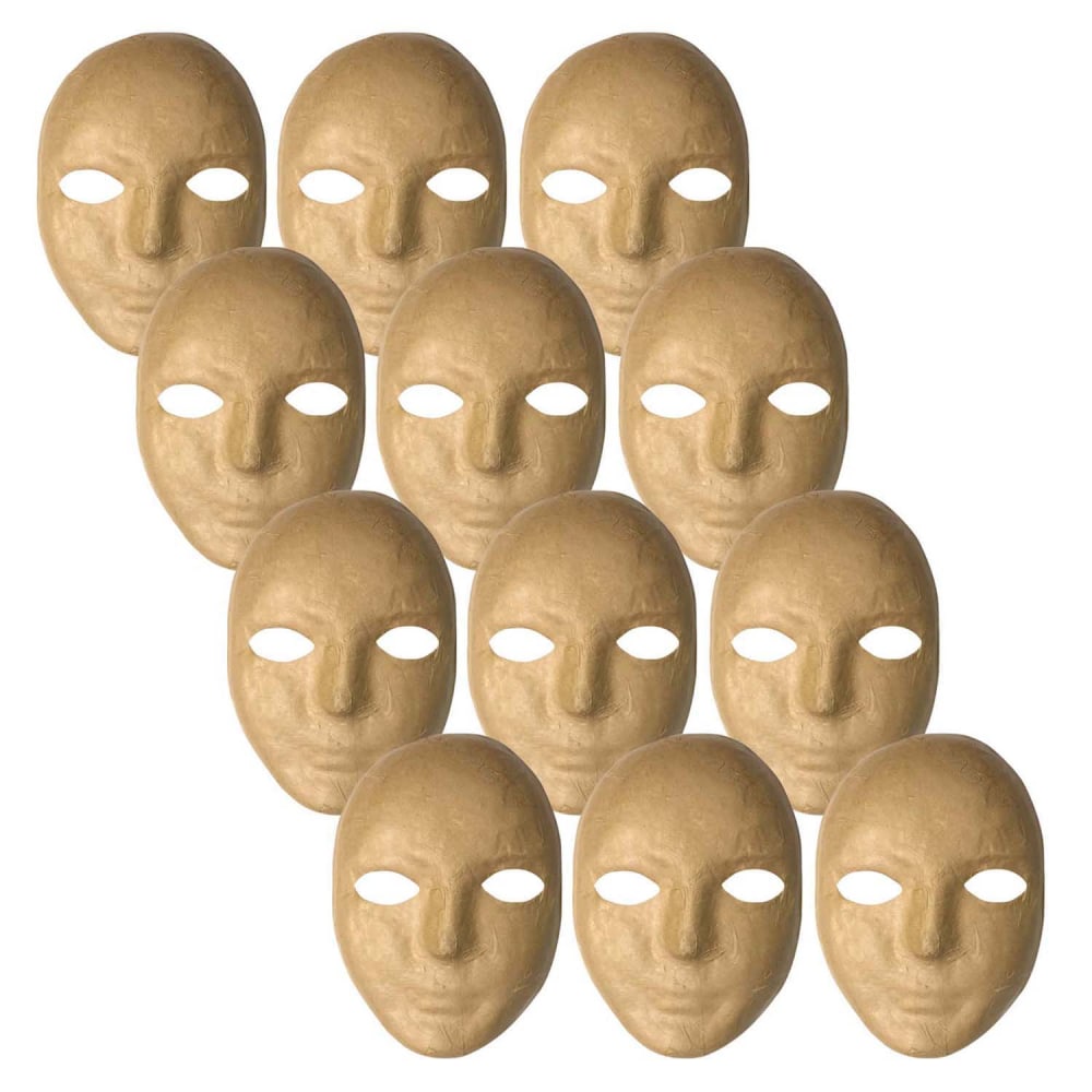 Creativity Street Papier Mache Masks, 8in x 5-1/4in, Tan, Pack Of 12 Masks