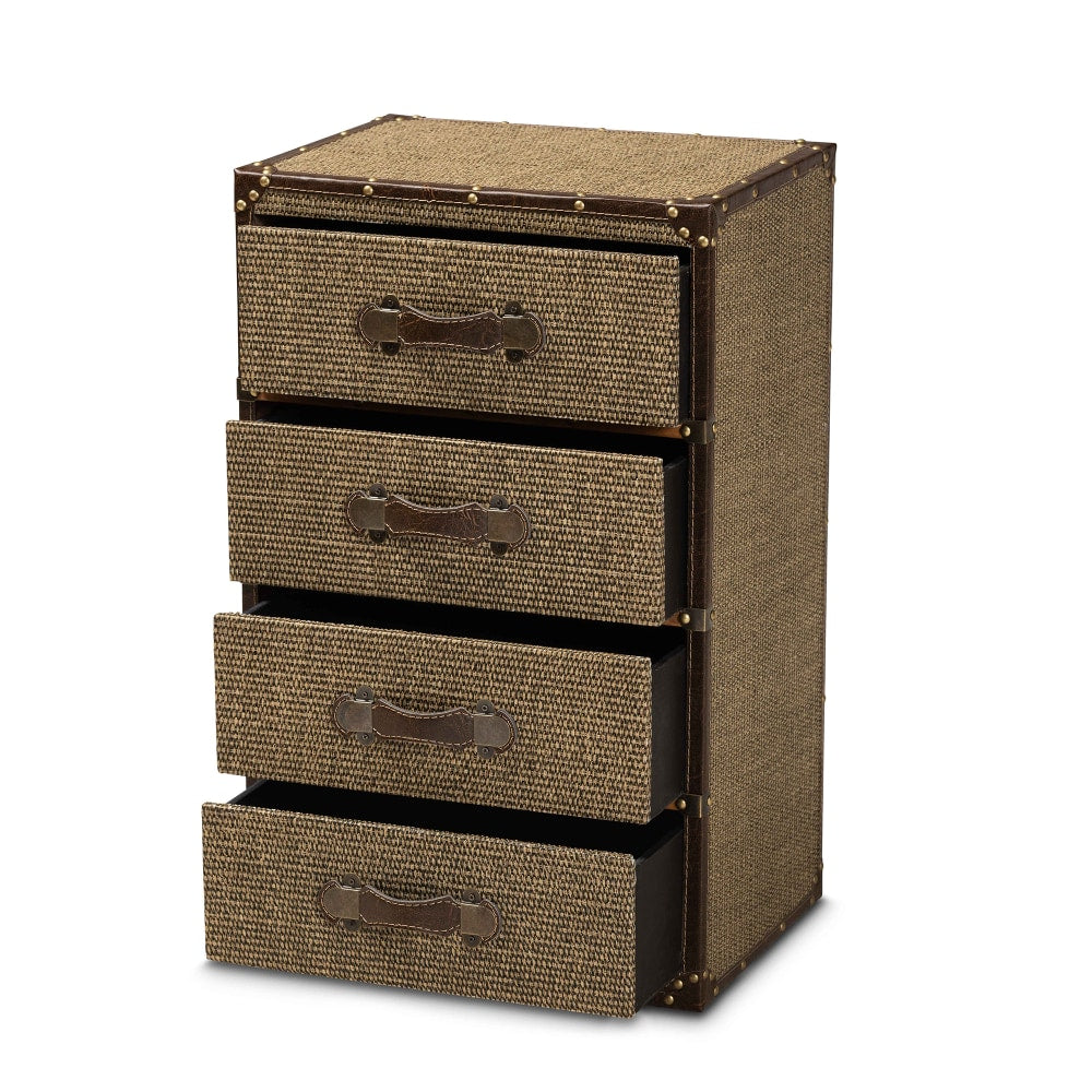 Baxton Studio Owen 16inW 4-Drawer Accent Storage Cabinet, Brown