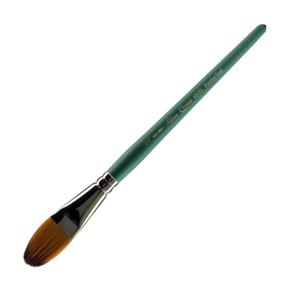 Silver Brush Crystal Series Paint Brushes, 6809S, 3/4in, Oval Wash, Filament, Teal