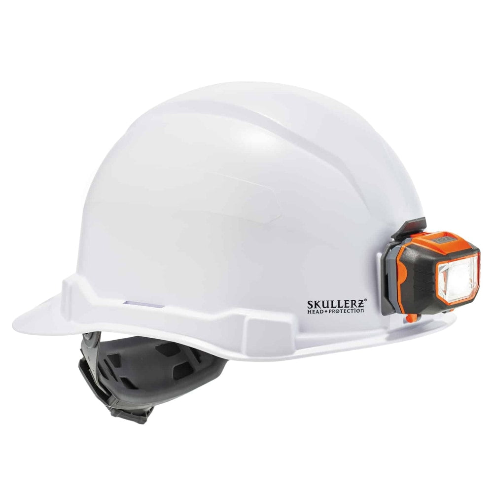 Ergodyne Skullerz 8970LED Class E Cap-Style Hard Hat And LED Light With Ratchet Suspension, White