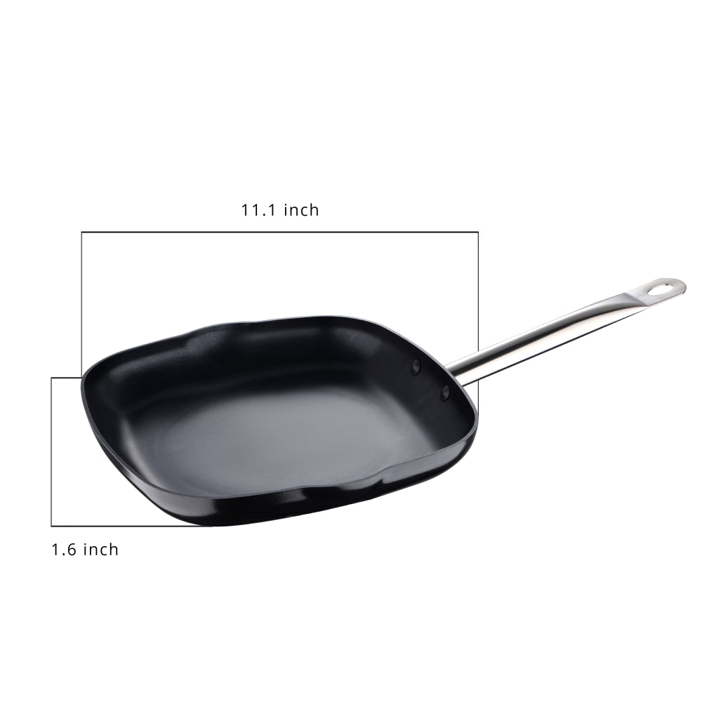 Bergner Aluminum Non-Stick Grill Pan, 11in, Black