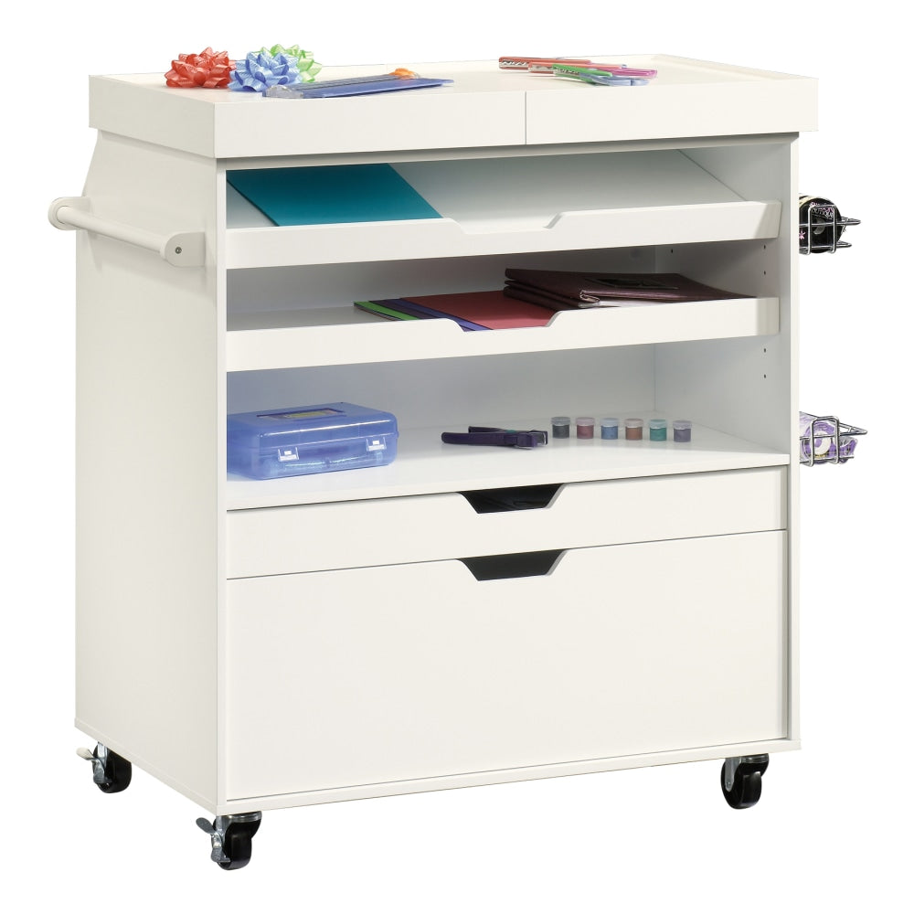 Sauder Craft Pro Mobile Craft Cart, 36inH x 37 1/4inW x 19 1/2inD, Soft White