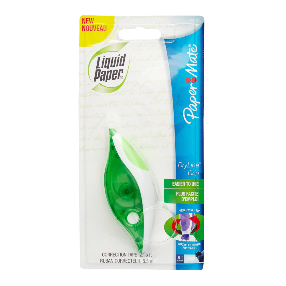 Paper Mate Liquid Paper DryLine Grip Correction Tape, 1/5in x 334 4/5in, White