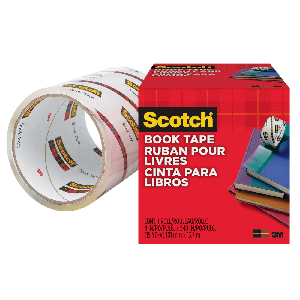 Scotch Book Tape - 15 yd Length x 4in Width - 3in Core - Acrylic - Crack Resistant - For Repairing, Reinforcing, Protecting, Covering - 1 / Roll - Clear