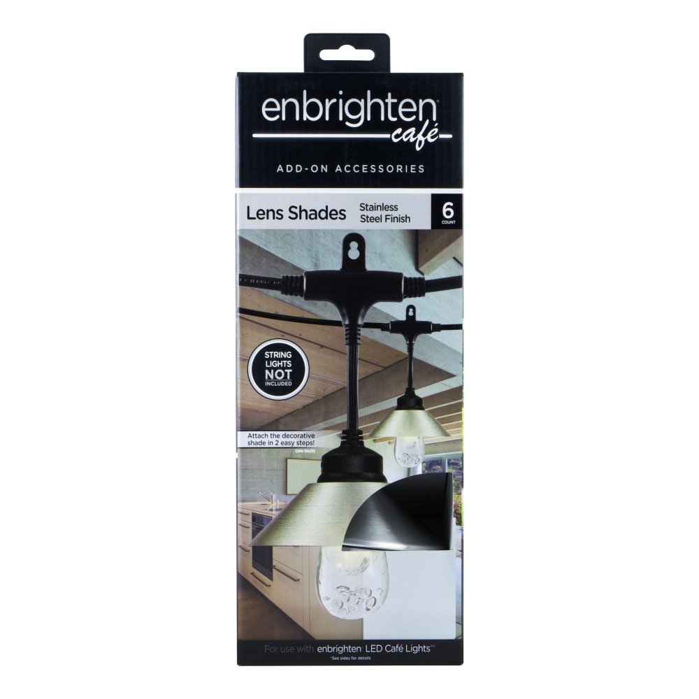 Enbrighten Cafe Light Shades, Silver, Pack Of 6 Shades