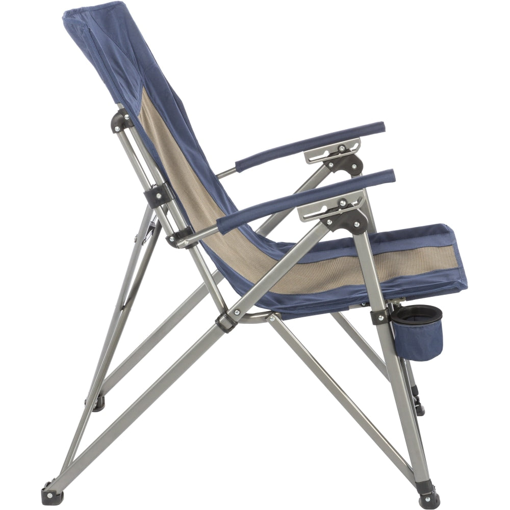 Kamp-Rite Hard Arm Reclining Chair, Tan/Blue