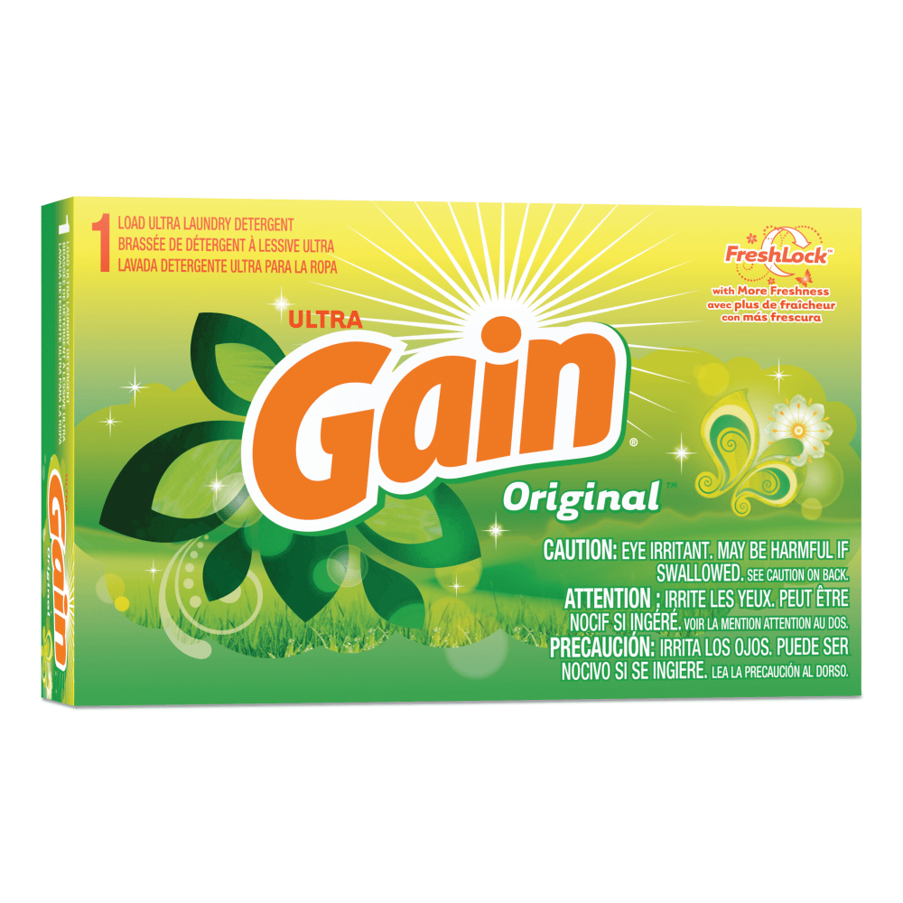 Gain Powder Laundry Detergent, Original Scent, 1.8 Oz, Carton Of 156 Boxes