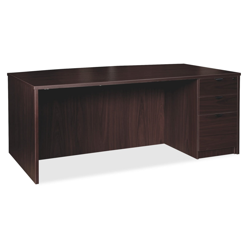 Lorell Prominence 2.0 72inW Bow-Front Right-Pedestal Computer Desk, Espresso