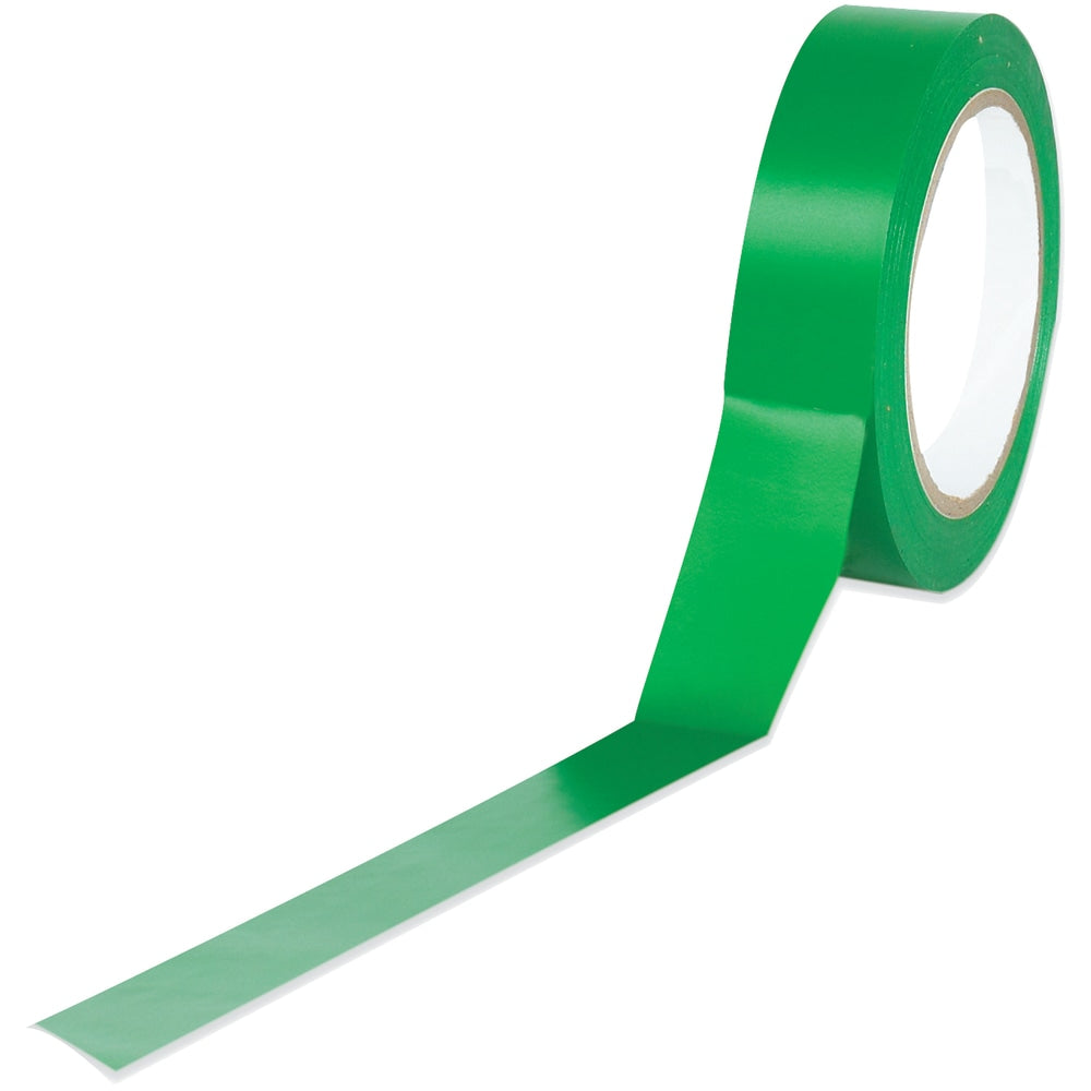 BOX Packaging Solid Vinyl Safety Tape, 3in Core, 1in x 36 Yd., Green, Case Of 3