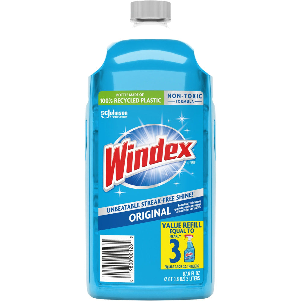 Windex Original Glass Cleaner Refill - Liquid - 67.6 fl oz (2.1 quart) - Bottle - 6 / Carton - Blue