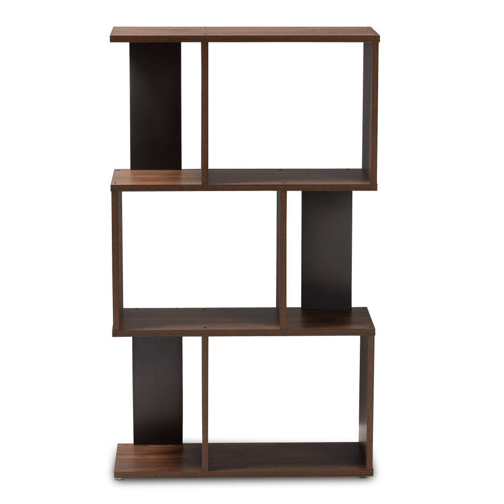 Baxton Studio Adelina Display Bookcase, Walnut Brown/Dark Gray