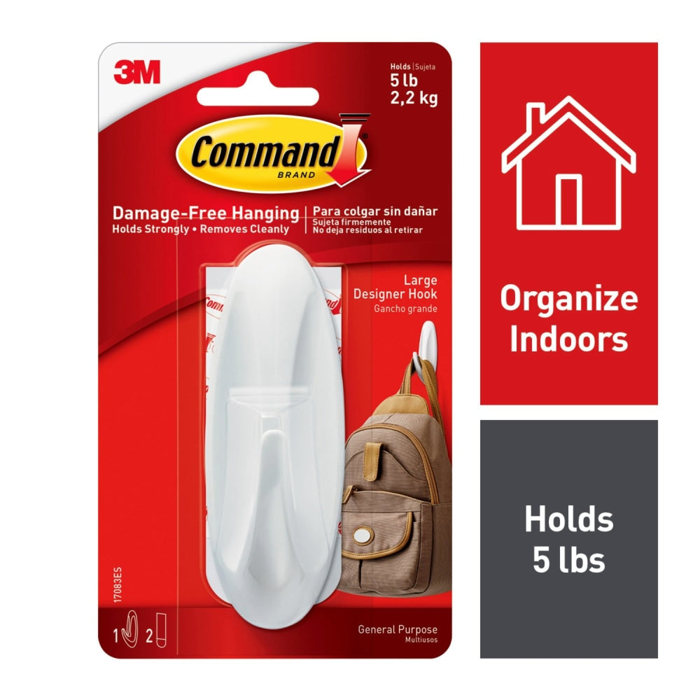 3M Command General Purpose Removable Plastic Hook, Large