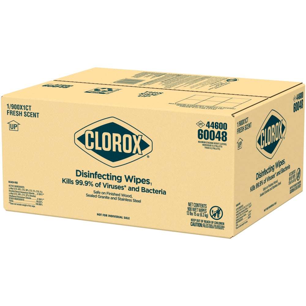 Clorox Disinfecting Wipes, 7in x 7-1/4in, Fresh Scent, Pack Of 900 Wipes