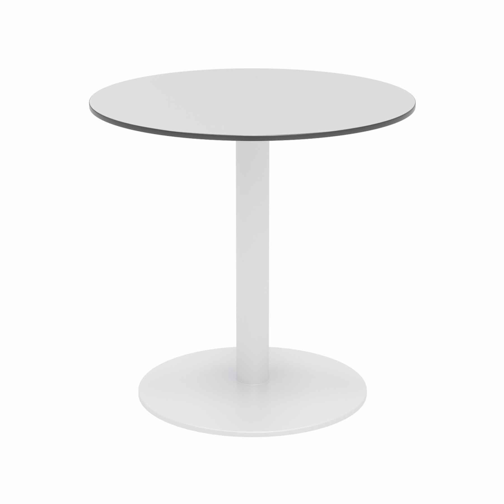 KFI Studios Eveleen Round Outdoor Patio Table, 29inH x 30inW x 30inD, Fashion Gray/White