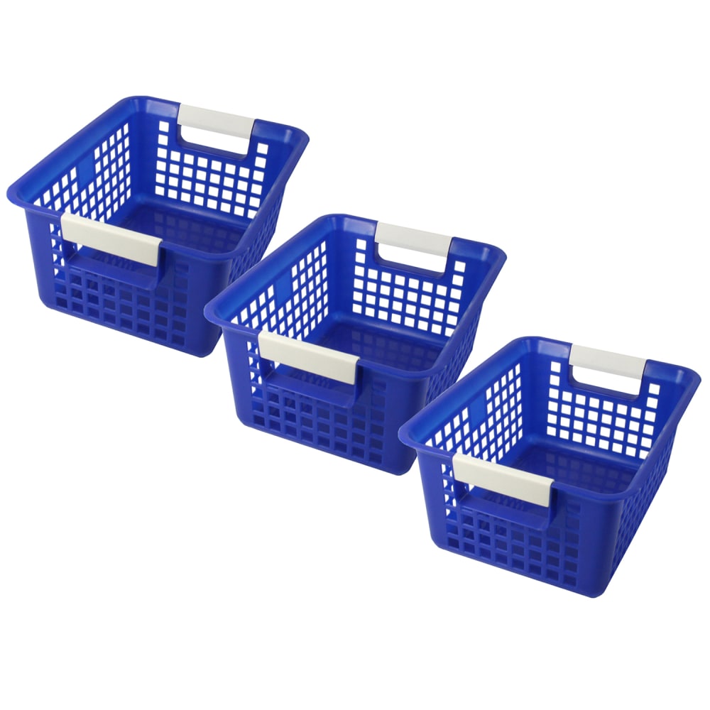 Romanoff Products Tattle Book Baskets, 12-1/4in x 6in x 9-3/4in, Blue, Pack Of 3 Baskets