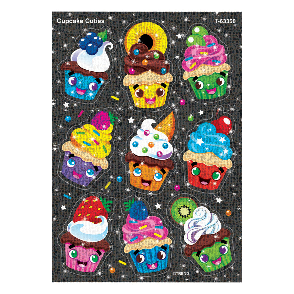 Trend Sparkle Stickers, Cupcake Cuties, 18 Stickers Per Pack, Set Of 6 Packs