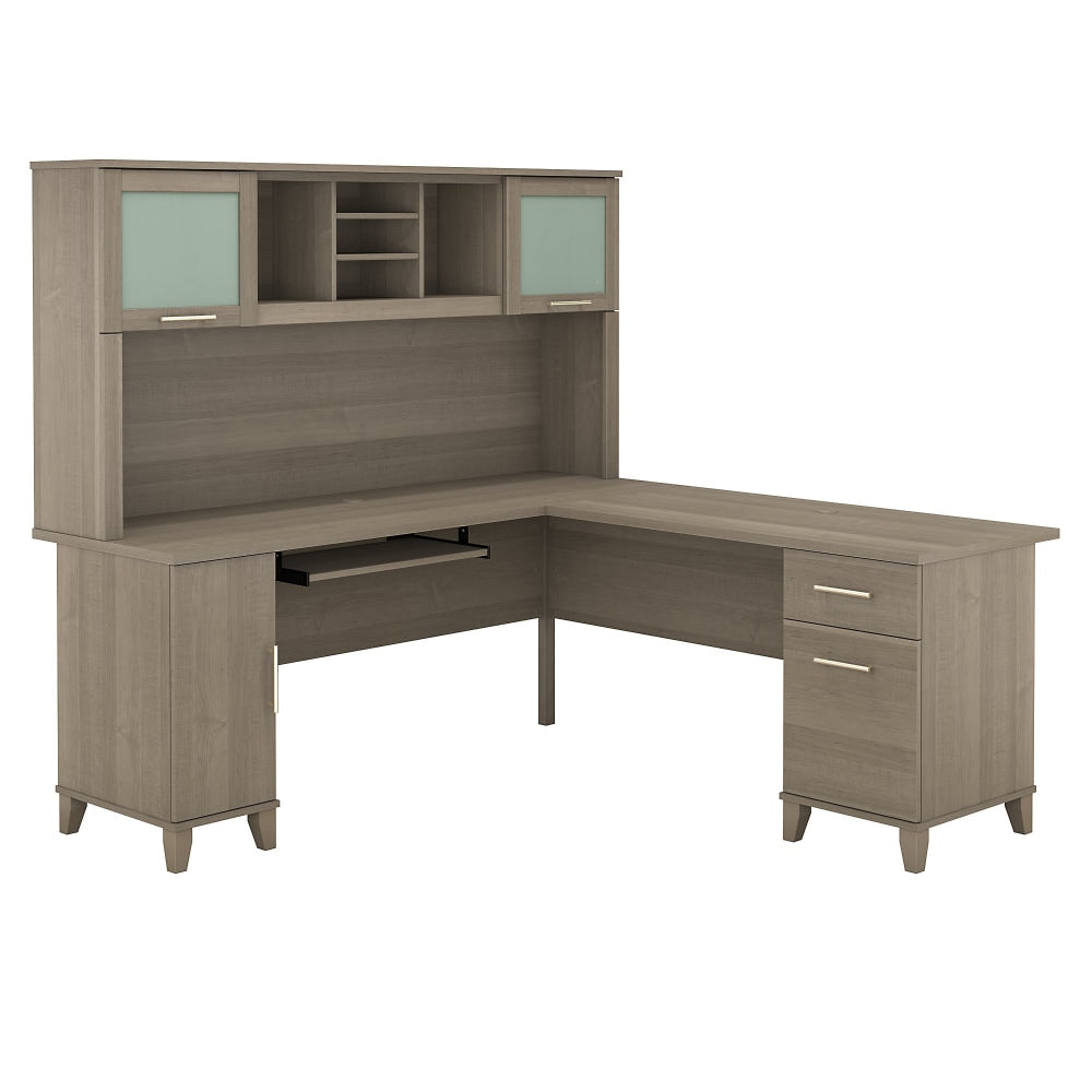 Bush Furniture Somerset L Shaped Desk With Hutch, 72inW, Ash Gray, Standard Delivery