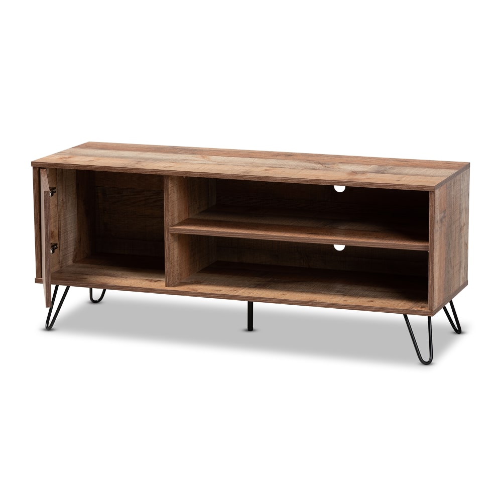 Baxton Studio Contemporary TV Stand, 20-1/8inH x 47-1/4inW x 15-5/8inD, Rustic Oak/Black