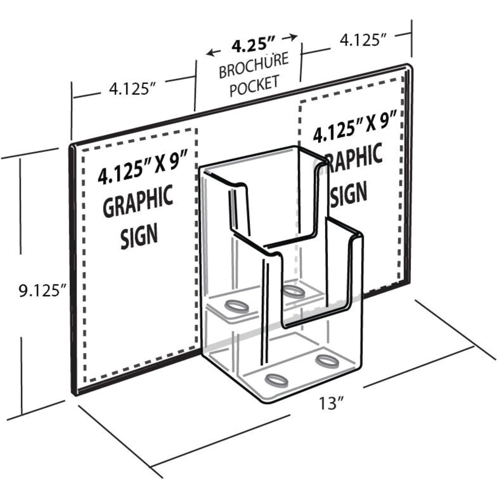 Azar Displays 2-Tier Trifold Sign Holders, 9-1/8inH x 13inW x 4inD, Clear, Set Of 2 Holders