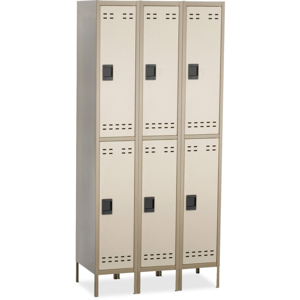 Safco Storage Lockers, Double-Tier, Bank Of 3, Tan