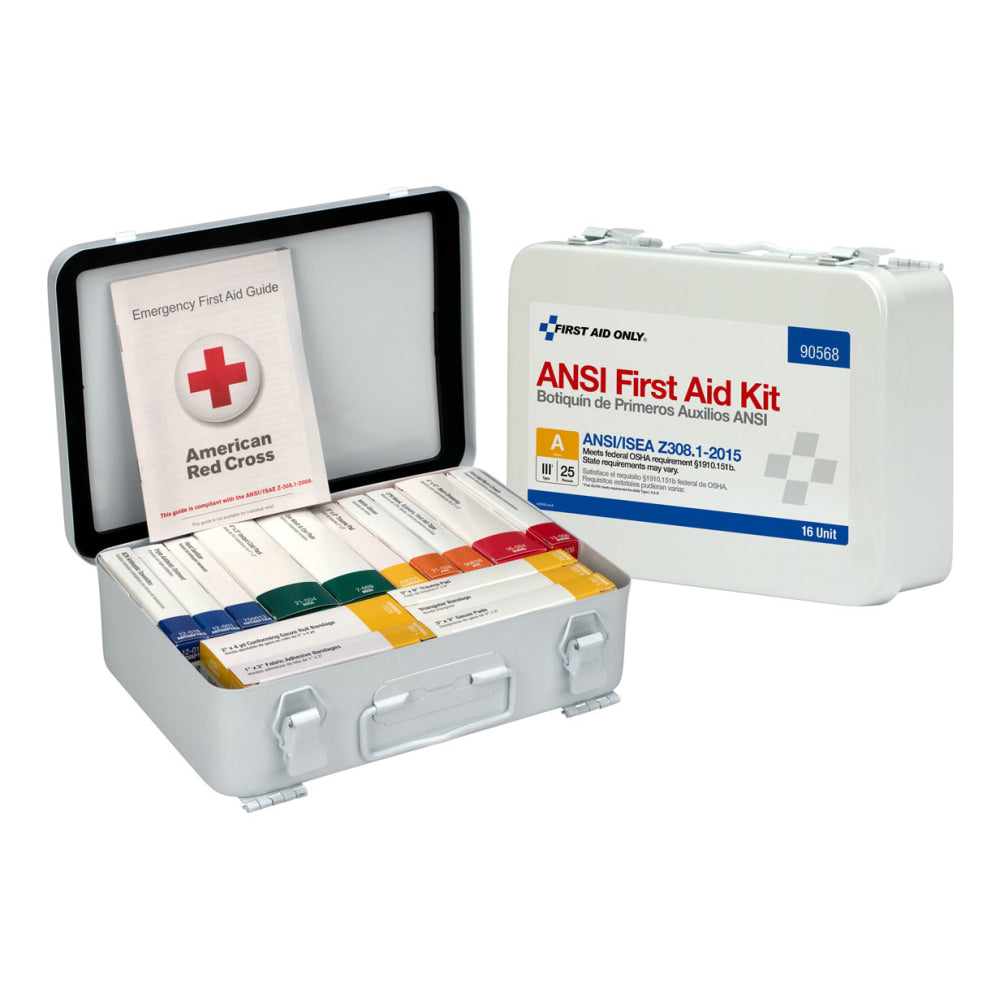 First Aid Only Metal Weatherproof First Aid Kit, White, 82 Pieces